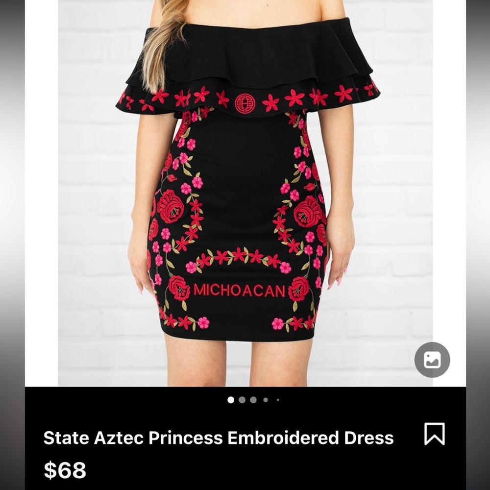 State Aztec Princess Embroidered Dress